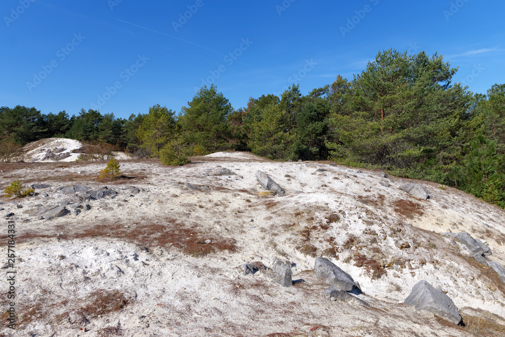 rocky chaos of Mont blanc hill in Fontainebleau forest