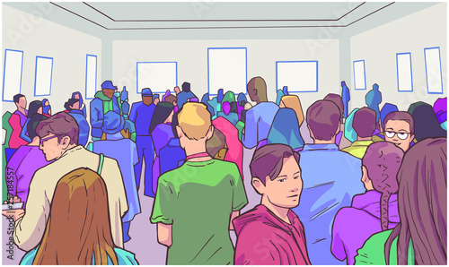 Illustration of students visiting art museum