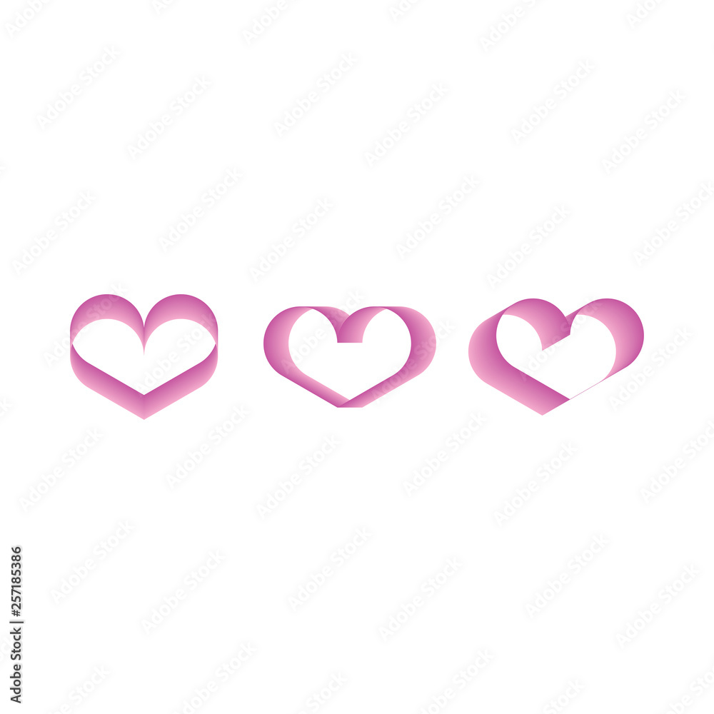pink hearts vector love design elements