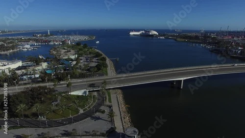 Aerial of Downtown Long Beach Coastline Harbor View California.MOV