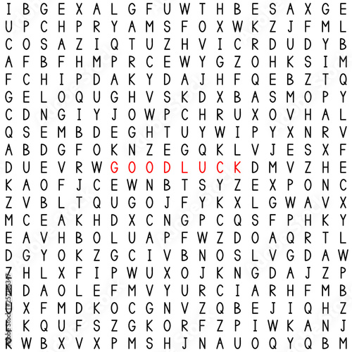 Good luck. Find the words in the word puzzle.