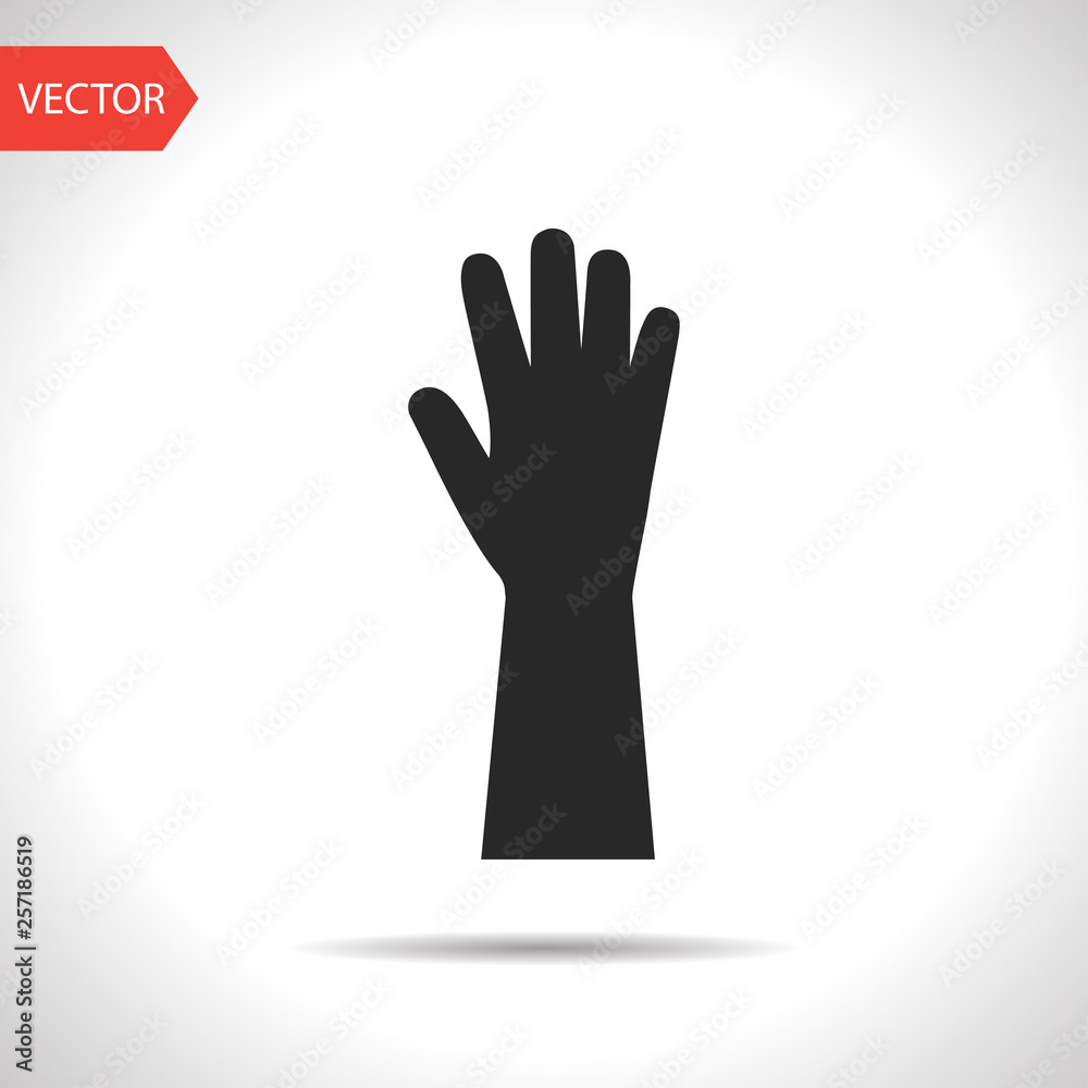Rubber gloves for washing wall in bathroom or kitchen illustration. Cleaning service vector icon Rubber gloves for washing wall in bathroom or kitchen illustration. Cleaning service vector icon