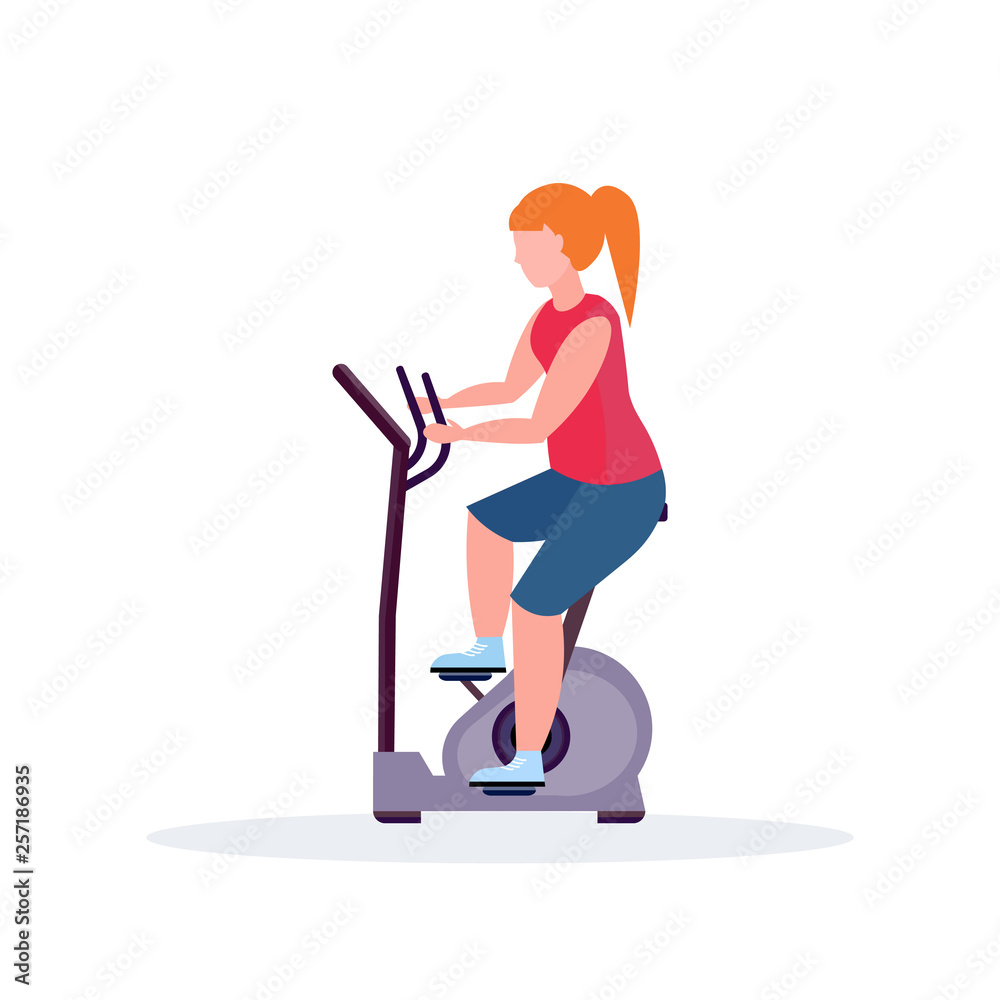 woman training exercise bike sportswoman riding stationary bicycle girl doing spinning sport activities healthy lifestyle concept female cartoon character full length flat woman training exercise bike sportswoman riding stationary bicycle girl doing spinning sport activities healthy lifestyle concept female cartoon character full length flat