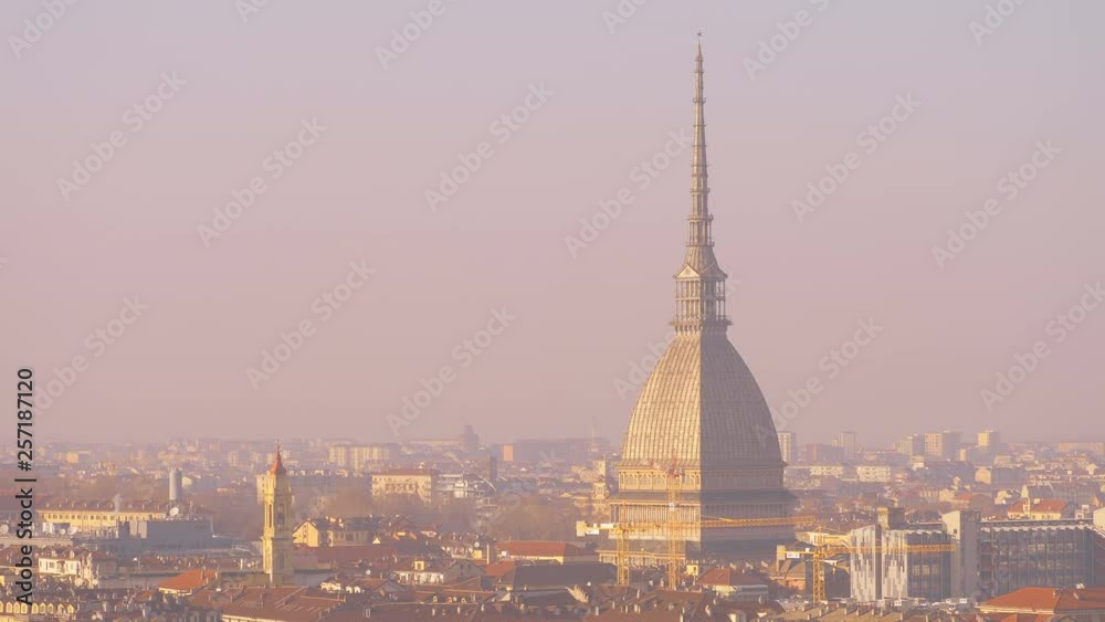 portrait of Mole Antonelliana in Turin,Italy. The Mole Antonelliana is