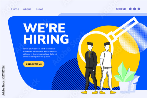 Business character illustration of people looking for prospective workers to occupy positions in the company. Can be use for presentation, web, banner, landing page, template background illustration.