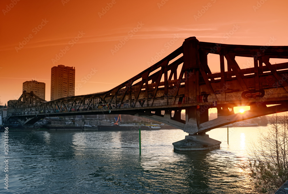 industrial bridge in ivry sur Seine near Paris city