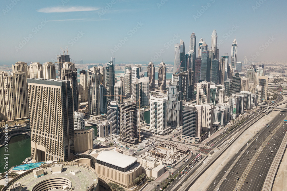 Aerial view of Dubai Marina district
