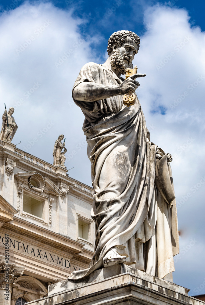 Statue of St Peter outside St Peter's basilica in Vatican City