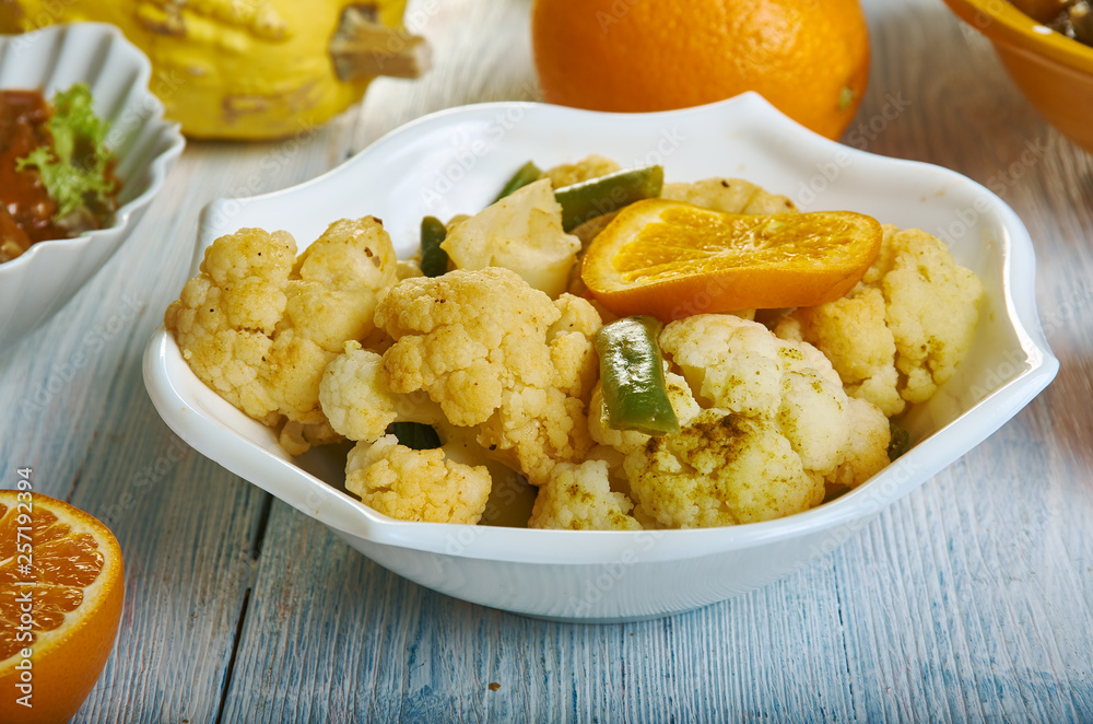 Moroccan Cauliflower With Preserved mandarinas Moroccan Cauliflower With Preserved mandarinas