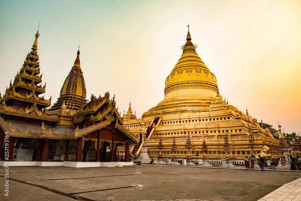 Golden Shwezigon pagoda in Bagan.