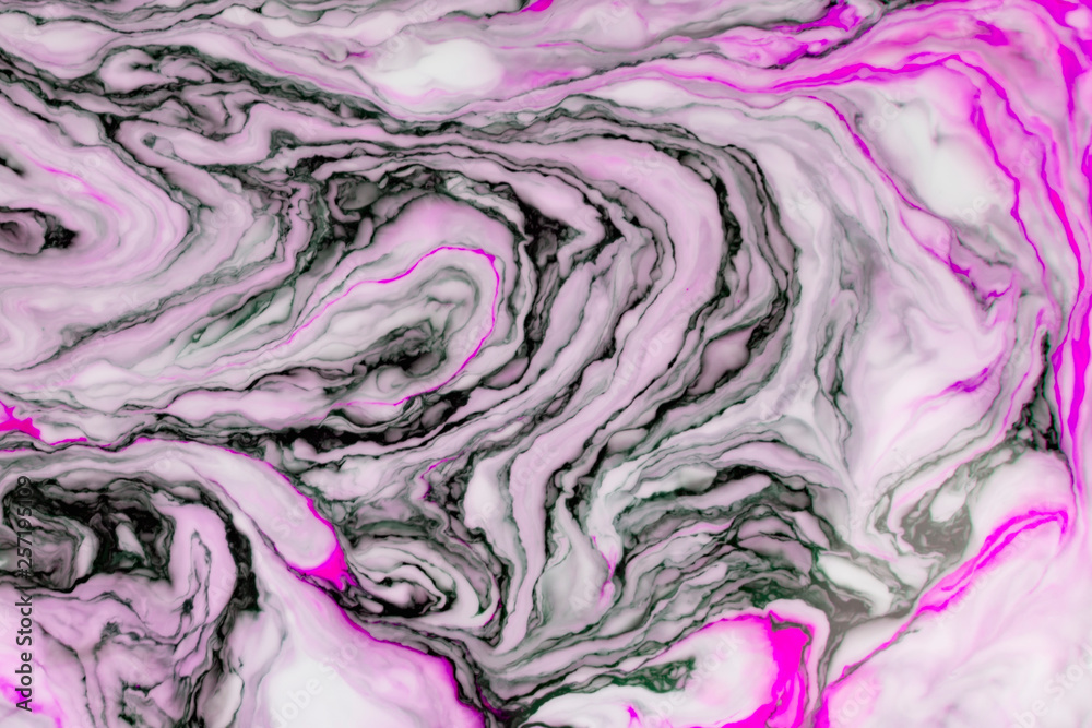Obraz premium Beautiful abstract painting is a painting technique Ebru .Turkish Ebru style on the water with acrylic paints wring wave.Stylish combination of luxury.Contemporary art marble liquid texture