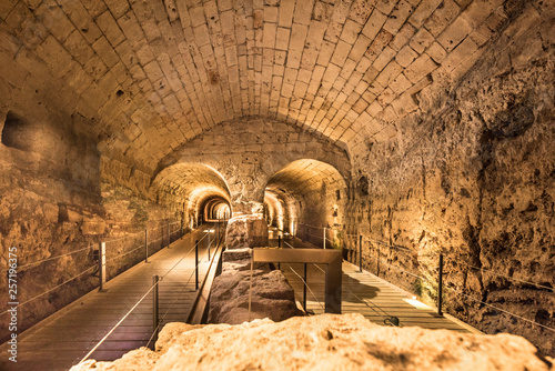 The 350m long Templars tunnel leads from the Templars Palace which was destroyed in 1921 up to Acre‘s port in the east, Akko, Israel, Middle East photo