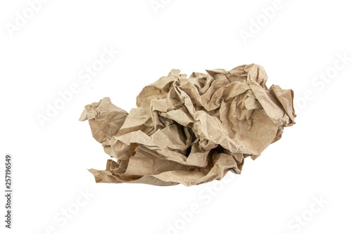 Wallpaper Mural brown crumpled paper isolated on white background Torontodigital.ca
