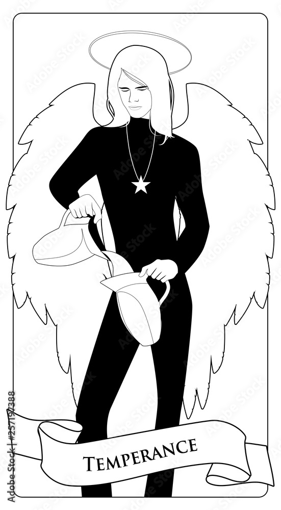 Vetor de Major Arcana Tarot Cards. Temperance. Angel with appearance ...