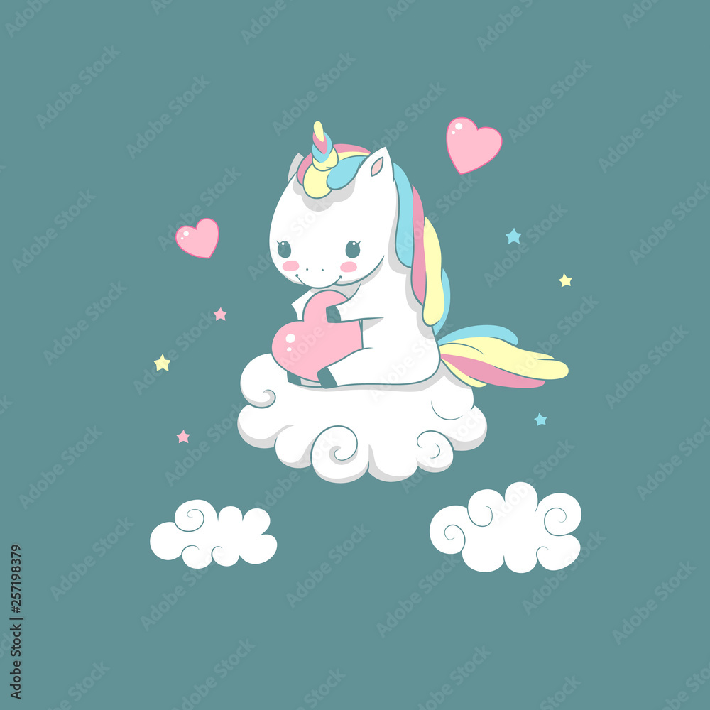 Inspiration Baby Unicorn on Cloud Love Print Inspiration Baby Unicorn on Cloud Love Print