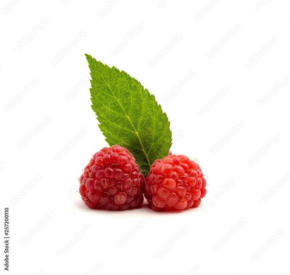 Photo of fresh red raspberry isolated on white background Photo of fresh red raspberry isolated on white background