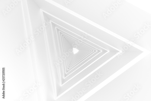 Fototapeta Naklejka Na Ścianę i Meble -  3d rendering, triangle tunnel with glowing lines background