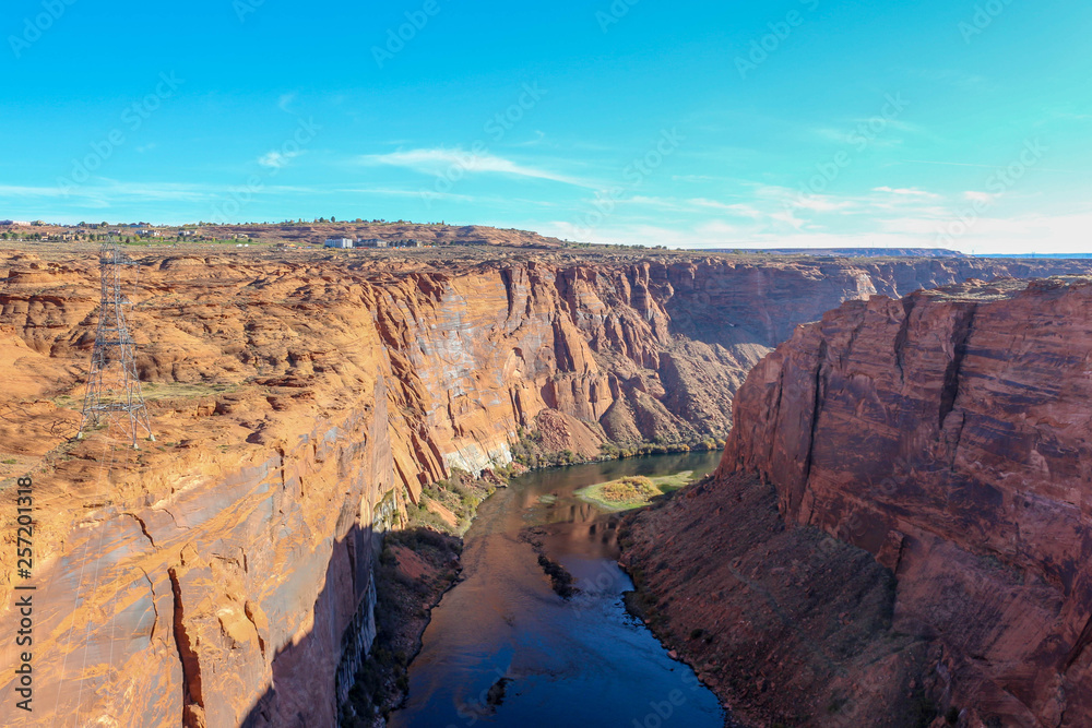 Colorado River and Glenn Canyon near Page, Arizona, USA From Above Colorado River and Glenn Canyon near Page, Arizona, USA From Above