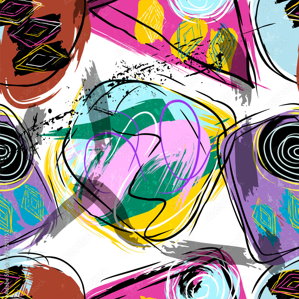 Obraz premium seamless abstract background pattern, with triangles, circles, waves, strokes and splashes