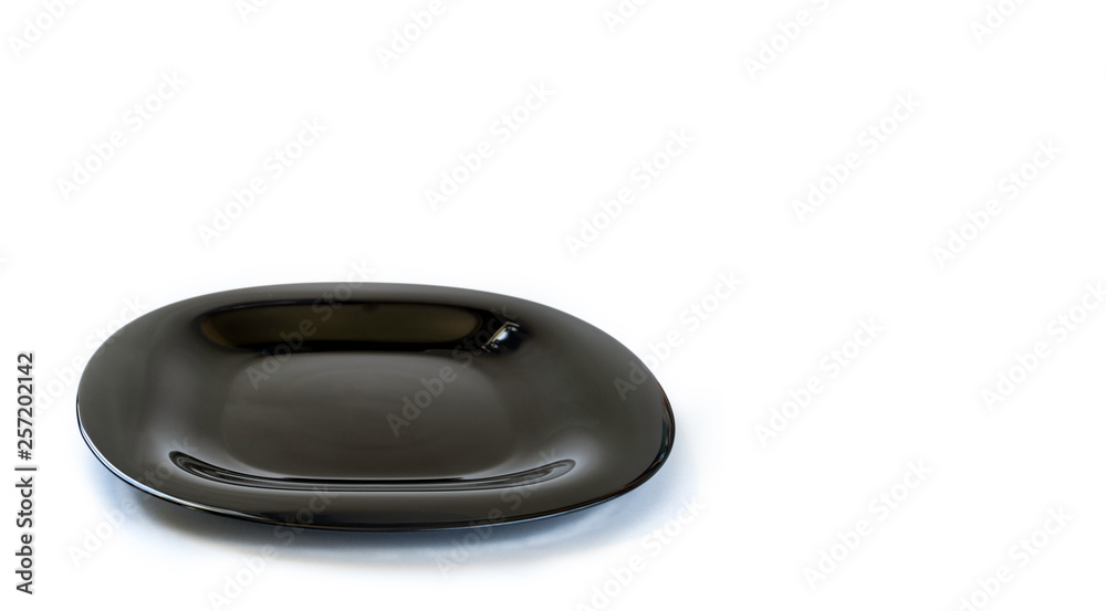 flat black dish on white background flat black dish on white background