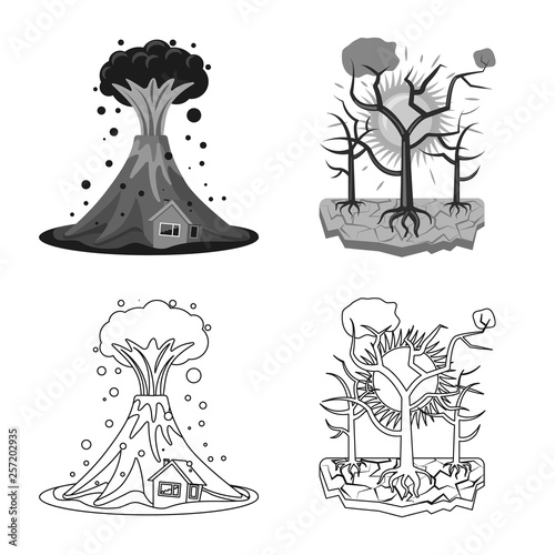 Vector illustration of natural and disaster symbol. Set of natural and risk stock vector illustration.