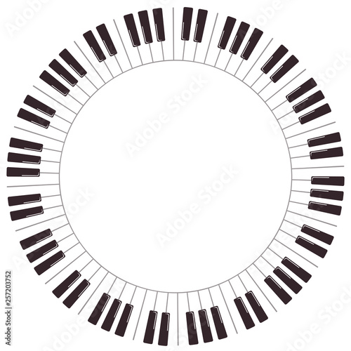 Cartoon piano keys round frame