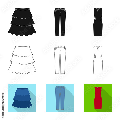 Vector design of woman and clothing logo. Collection of woman and wear stock vector illustration.