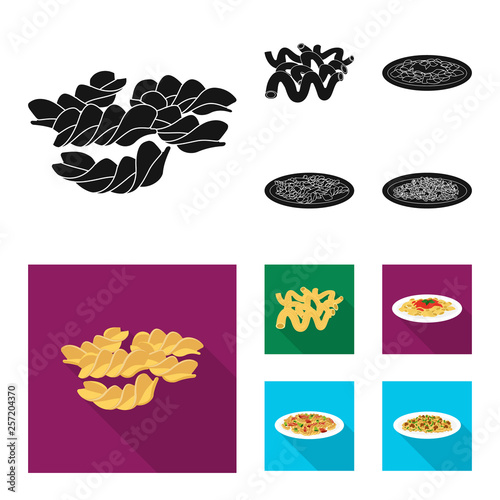 Vector illustration of pasta and carbohydrate logo. Set of pasta and macaroni stock vector illustration.