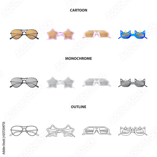 Fototapeta Naklejka Na Ścianę i Meble -  Vector design of glasses and sunglasses symbol. Set of glasses and accessory stock symbol for web.