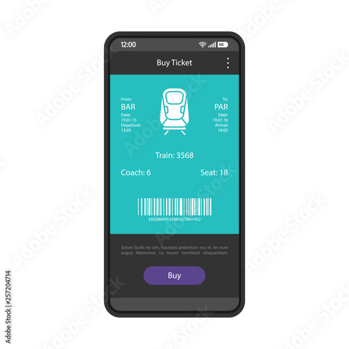 Online ticket booking and buying app interface vector template