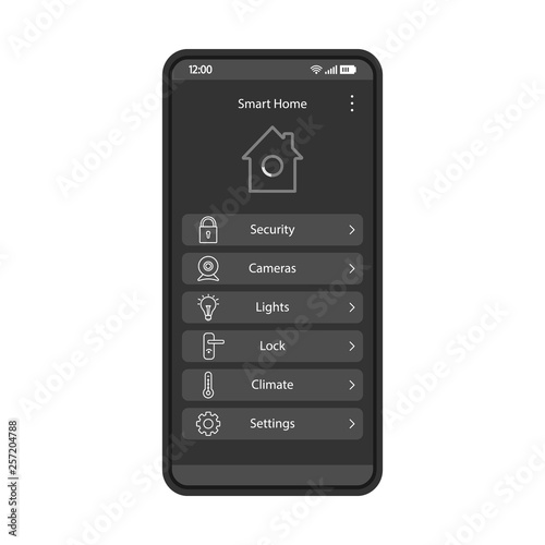 Smart home app interface vector template