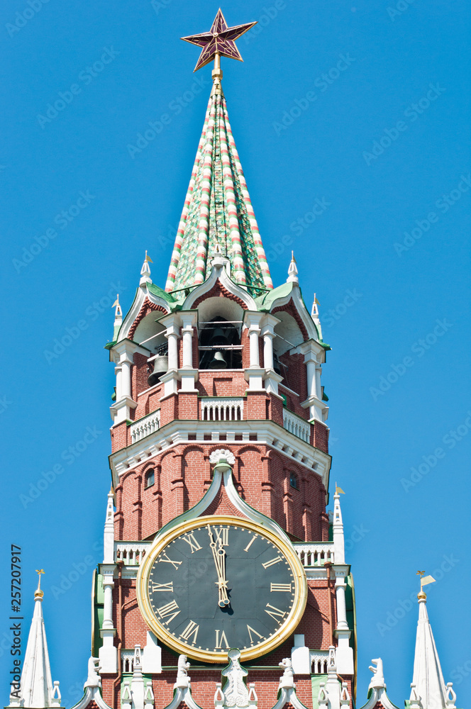 The Kremlin Clock (Kremlin Chimes).  Spasskaya Tower. Moscow. Russia