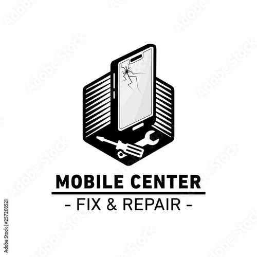 Mobile center logo. Mobile fix and repair. Vector and illustration.
