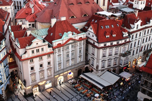 The view from the town hall to the main square and historical center of Prague, Czech Republic.