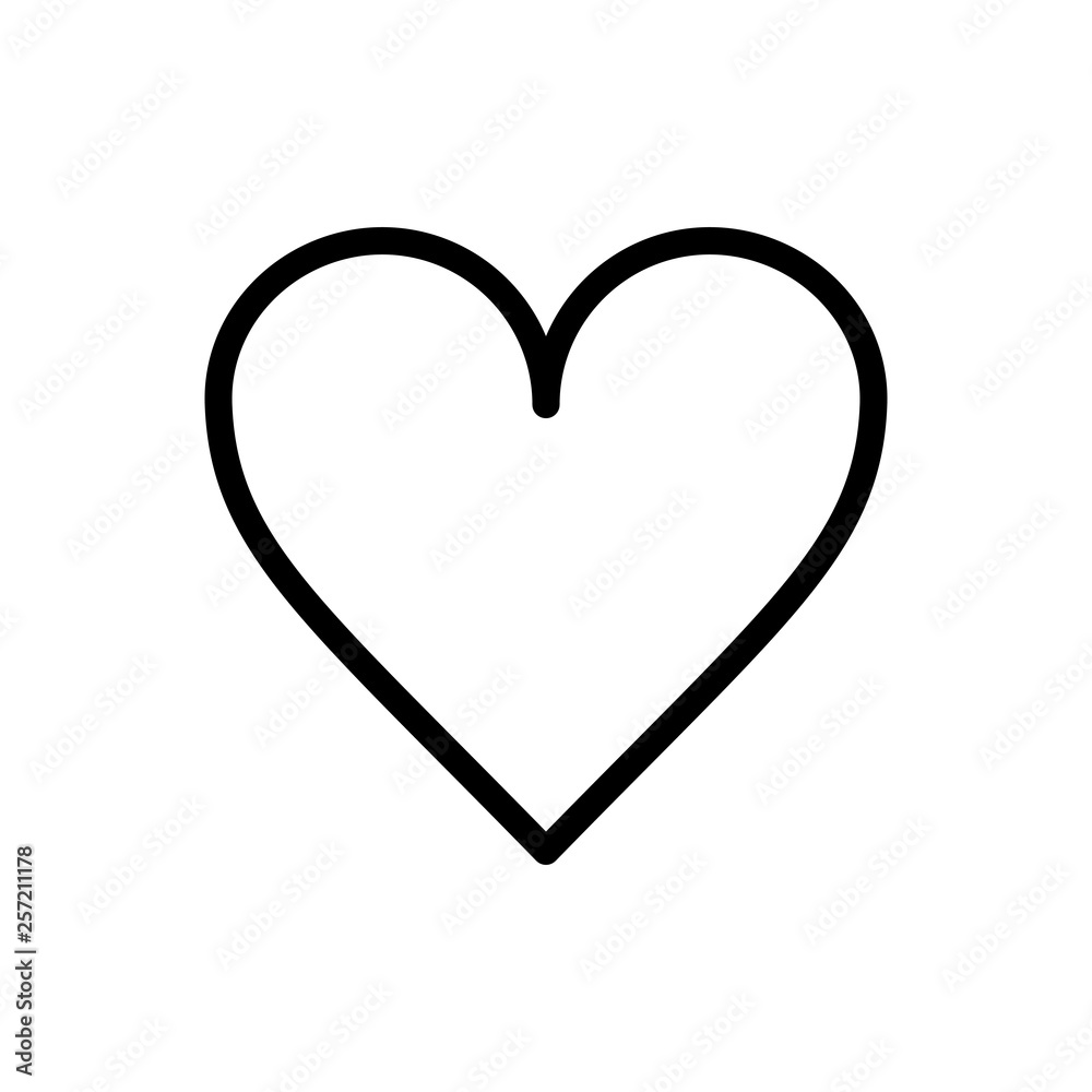 Vector image of a flat, linear heart icon. Isolated heart on a white background