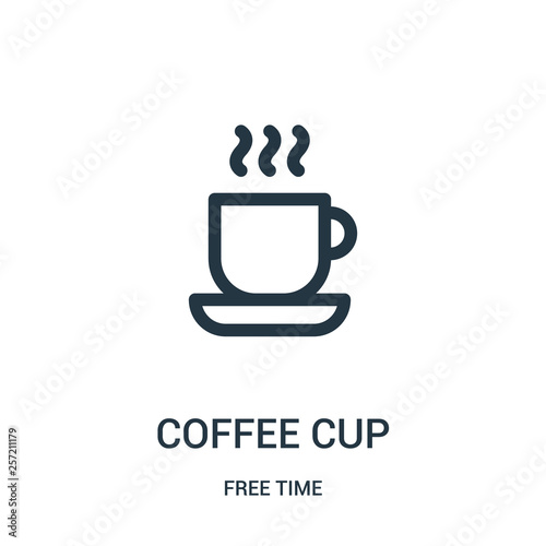 coffee cup icon vector from free time collection. Thin line coffee cup outline icon vector illustration. Linear symbol for use on web and mobile apps, logo, print media.