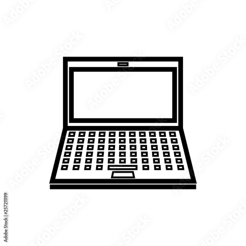 Vector image of a flat, linear icon of a portable computer. Isolated notebook on white background