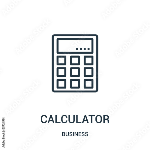 calculator icon vector from business collection. Thin line calculator outline icon vector illustration. Linear symbol for use on web and mobile apps, logo, print media.