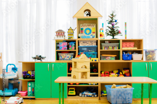 Vivid kids room with toys.Interior design of a kindergarten classroom