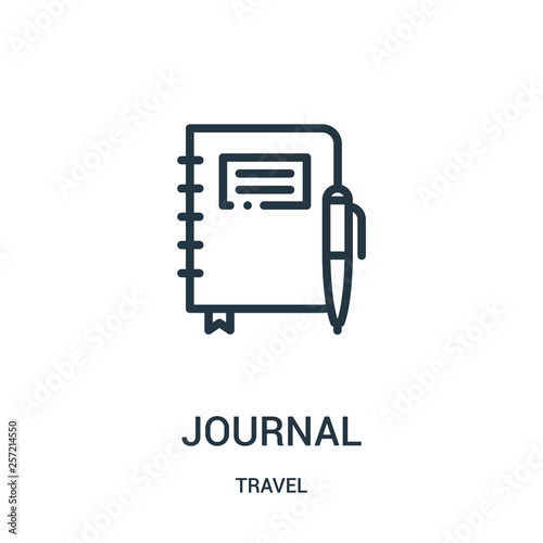 journal icon vector from travel collection. Thin line journal outline icon vector illustration. Linear symbol for use on web and mobile apps, logo, print media.