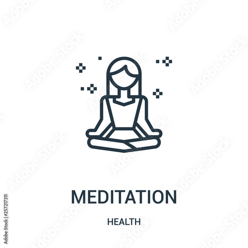 meditation icon vector from health collection. Thin line meditation outline icon vector illustration. Linear symbol for use on web and mobile apps, logo, print media.