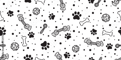 Dog bone paw seamless pattern vector footprint pet toy french bulldog scarf isolated cartoon repeat wallpaper illustration tile background