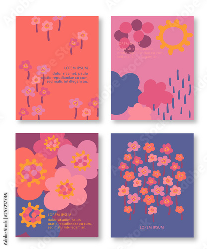 Set of creative posters with floral element  cover design  creative fluid background with nature element  cover template set with natural pattern