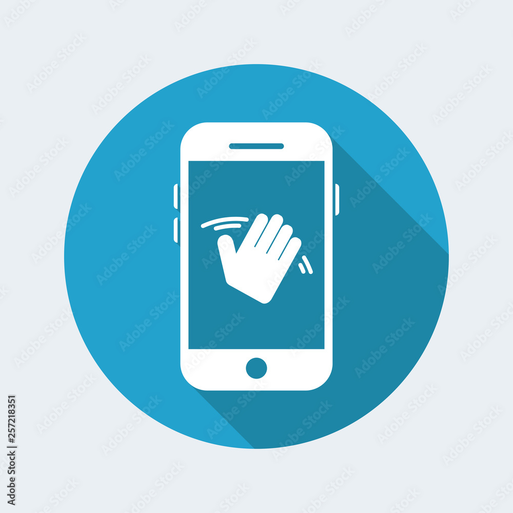Hand greeting gesture on smartphone Hand greeting gesture on smartphone