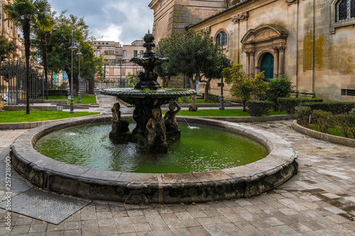 Fountain on the street in Ragusa in Sicily, Italy