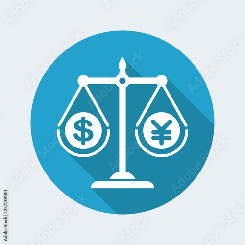 Money scales with dollar and yen