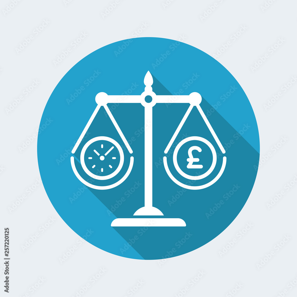 Scales compare time cost and sterling