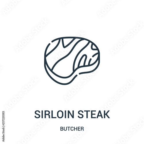 sirloin steak icon vector from butcher collection. Thin line sirloin steak outline icon vector illustration. Linear symbol for use on web and mobile apps, logo, print media.