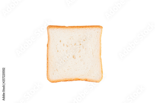 Single slice of toast bread isolated on white background