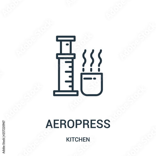 aeropress icon vector from kitchen collection. Thin line aeropress outline icon vector illustration. Linear symbol for use on web and mobile apps, logo, print media.